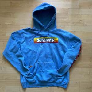 Sunshine Retro Pullover Hoodie Blue Sweatshirt Graphic Print